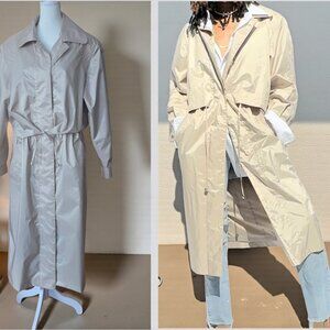 NWOT VINTAGE BRITISH MIST (12) Satin Beige Trench Coat Pockets